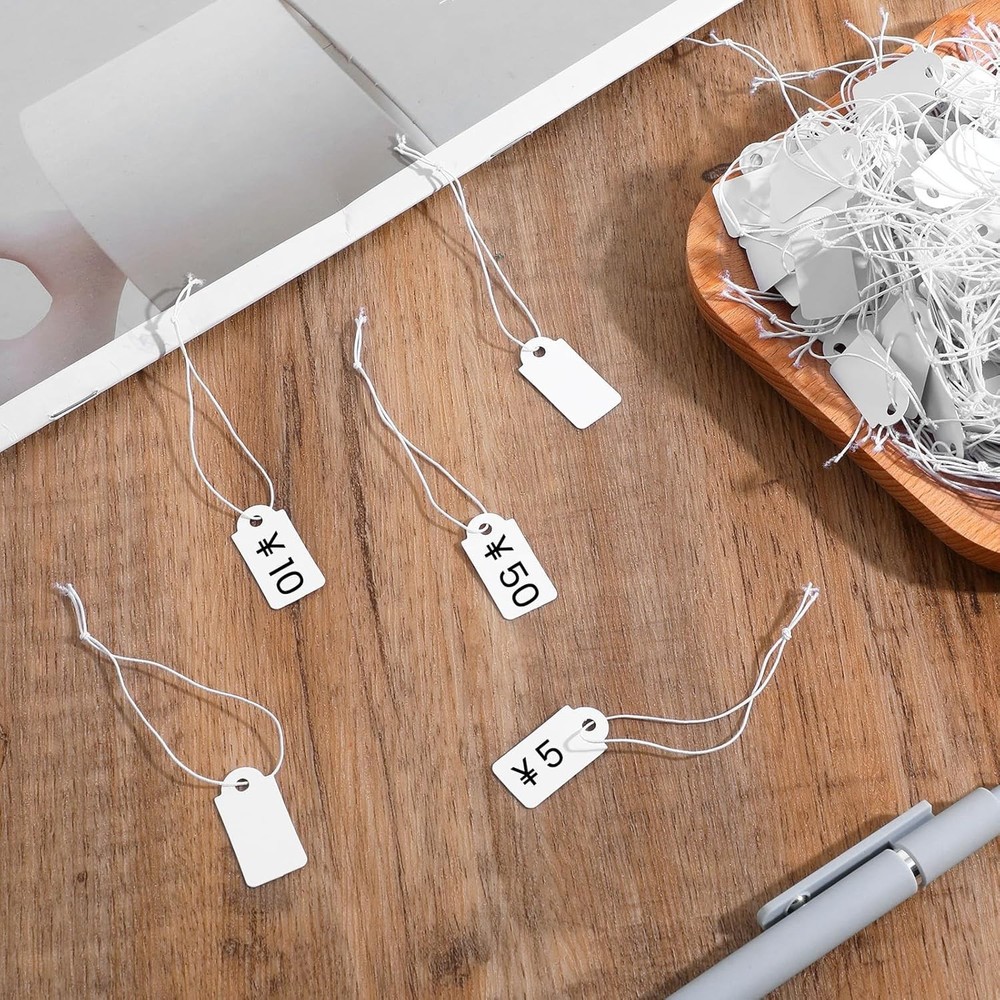 Writable Blank Price Tags with Elastic String – 200 Pcs for Organizing Needs