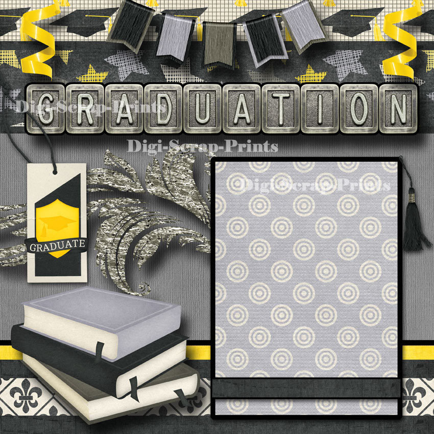 Graduation Boy 2 premade scrapbook pages layout printed paper piecing digiscrap