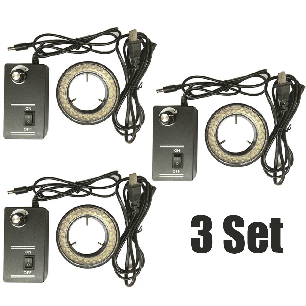 3-Set 60-LED Adjustable Ring Light illuminator Lamp For STEREO ZOOM Microscope#