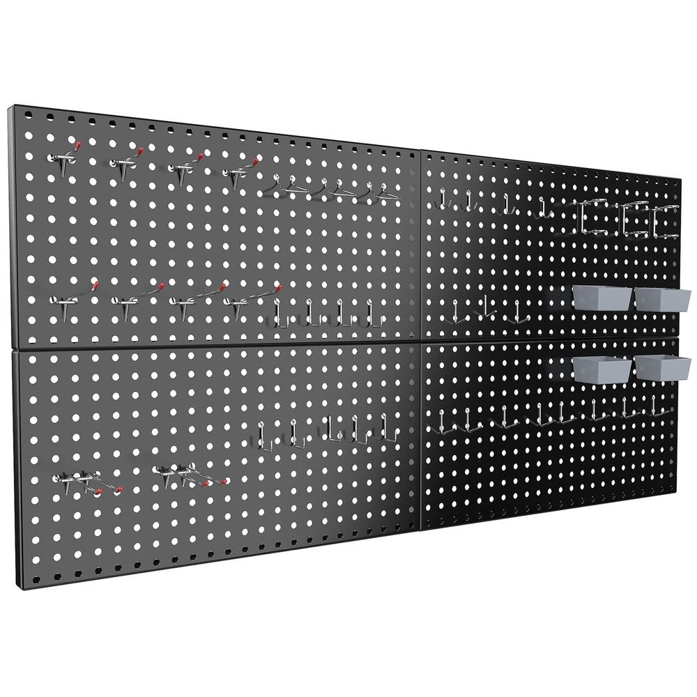 4x2ft Metal Pegboard Kit for Tools Storage, Black Pegboard Wall Organizer wit...