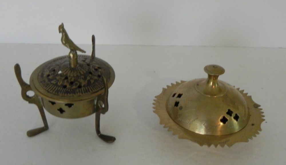 2 Vintage Solid Brass Incense Burners