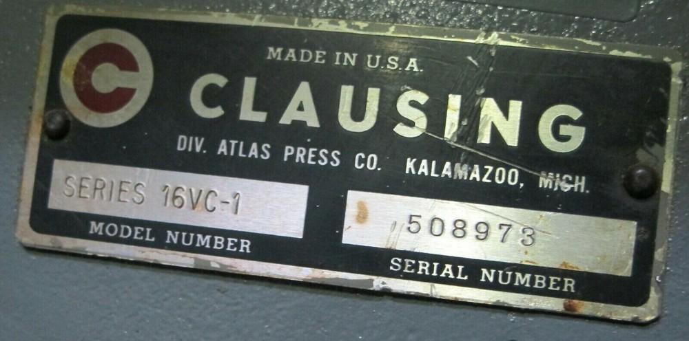 15" Clausing Model 16VC-1 Drill Press Variable Speed Made in USA