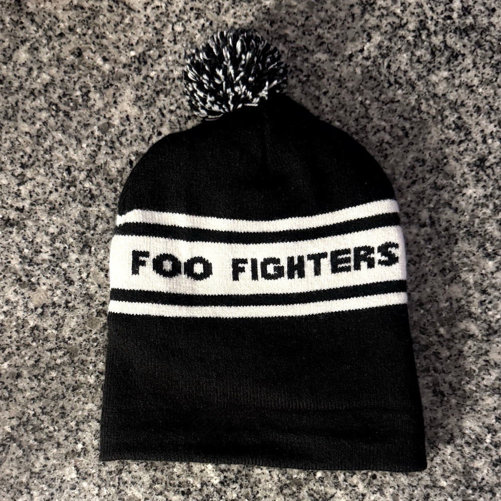 Foo Fighters Stocking Hat Black & White Pom Beanie / Sz Small - Medium