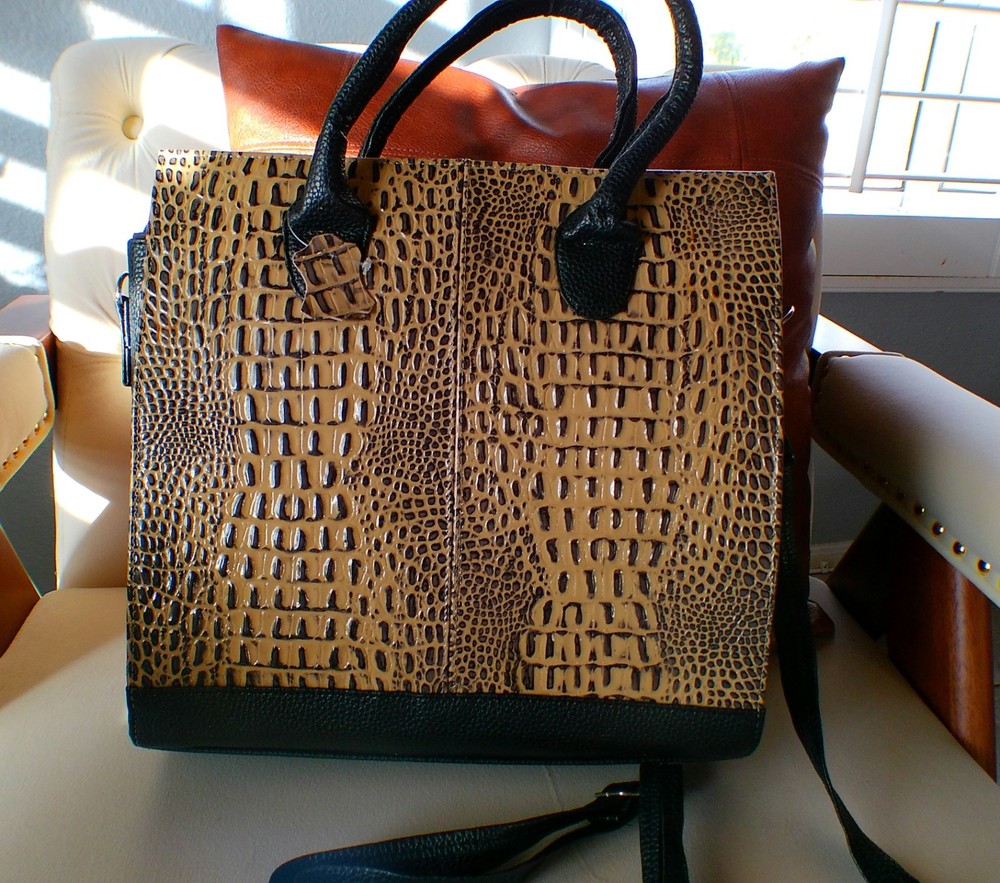 Leather- Crocodile Embossed Tote Bag