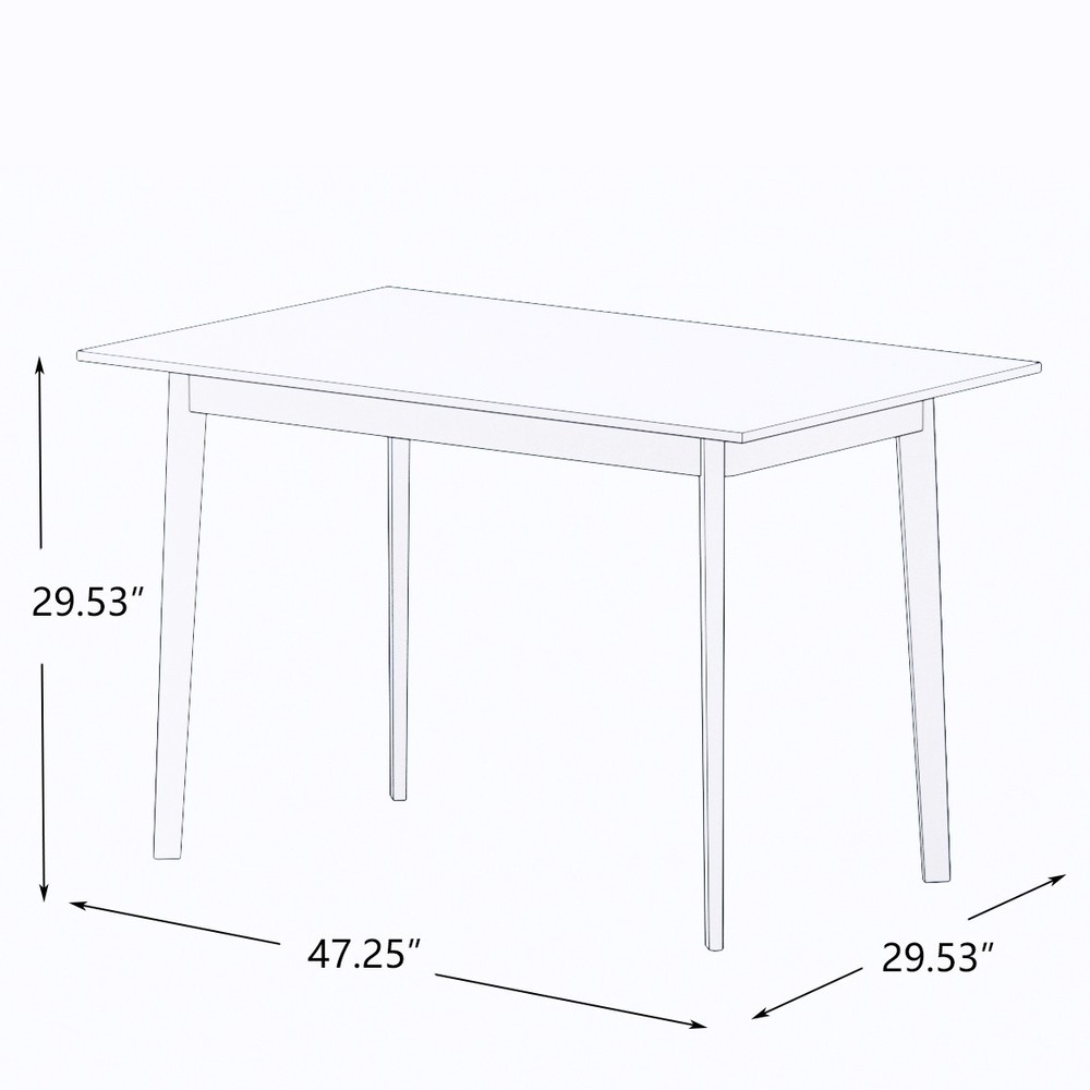 Modern Dining Table 47 Inch Kitchen Table Rectangular Top with Solid Wood Leg