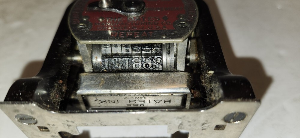 Vintage Bates Numbering Machine 6 Wheels Style E automatic Numerical Stamper