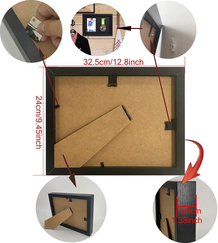 Medal Display Shadow Box - 3 Case - A4 Black, Black