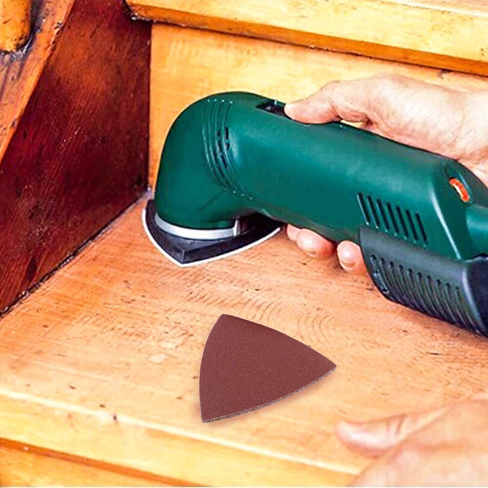 100PCS Triangle Sanding Pads for Oscillating Multi-Tool Hook Loop Sandpaper Disc