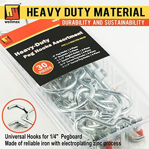 30pc Heavy Duty Pegboard Hooks Set Peg Board Hook Assortment and Accessories ...