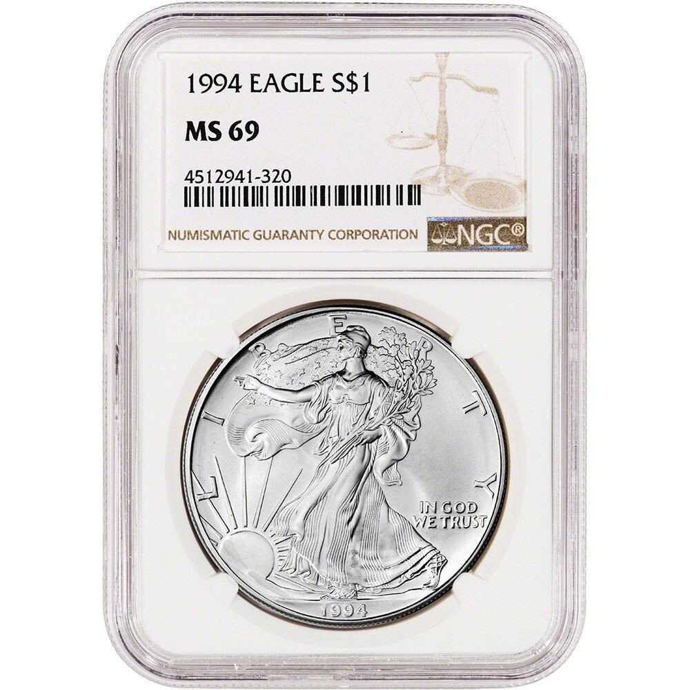 1994 American Silver Eagle Coin - NGC MS69