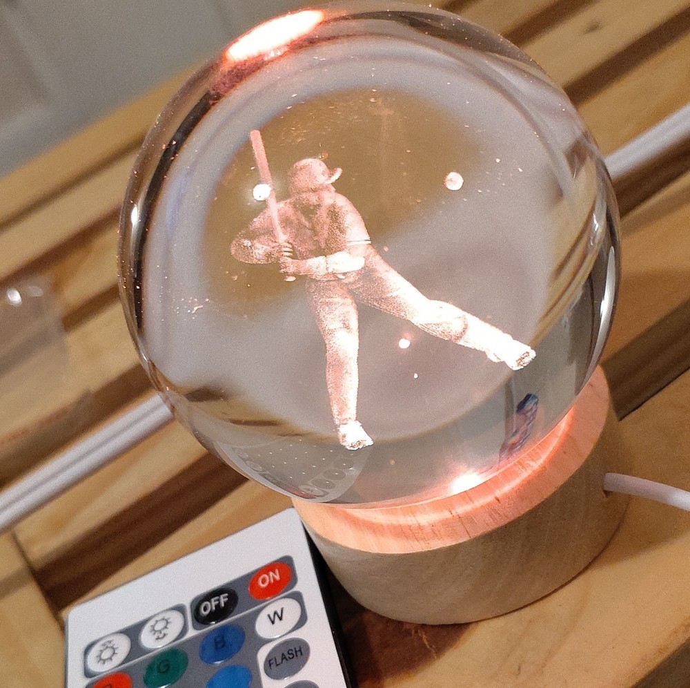 Baseball Player Sphere LED Color Changing Night Light Remote Control Multicolor