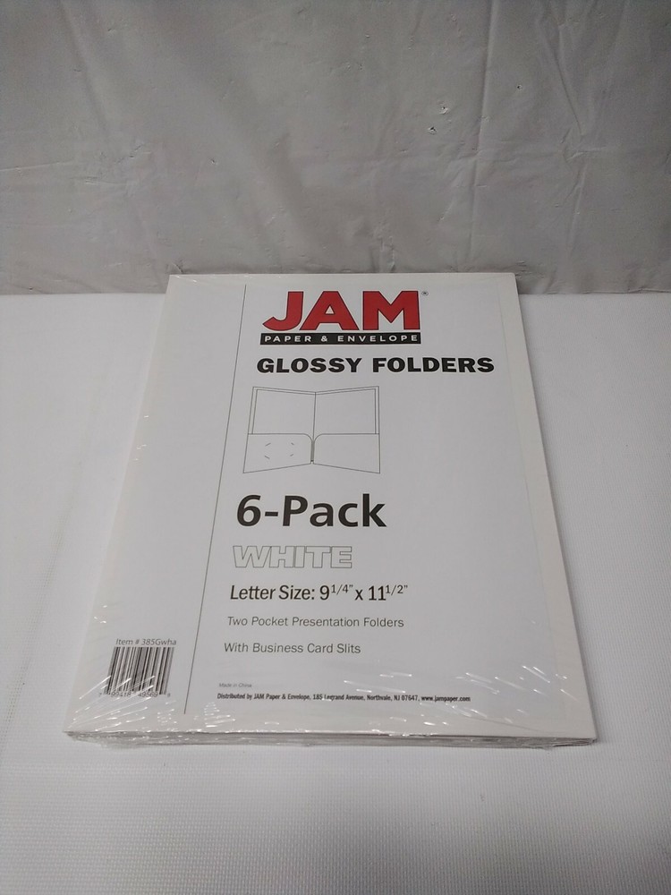 Jam Paper Laminated Two Pocket Glossy Folders - Blue - 6/Pack