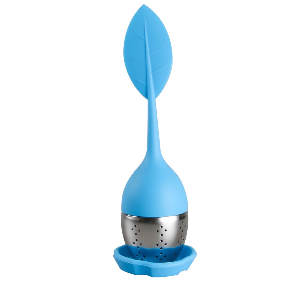 Silicone Tea Infuser Strainer Stainless Herbal Spice Filter Diffuser Orange+Blue