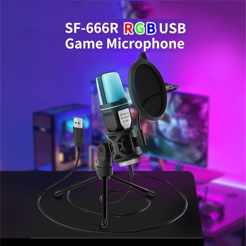 Desktop Condenser Microphone Mic Kit Broadcasting Studio Recording for PC Laptop