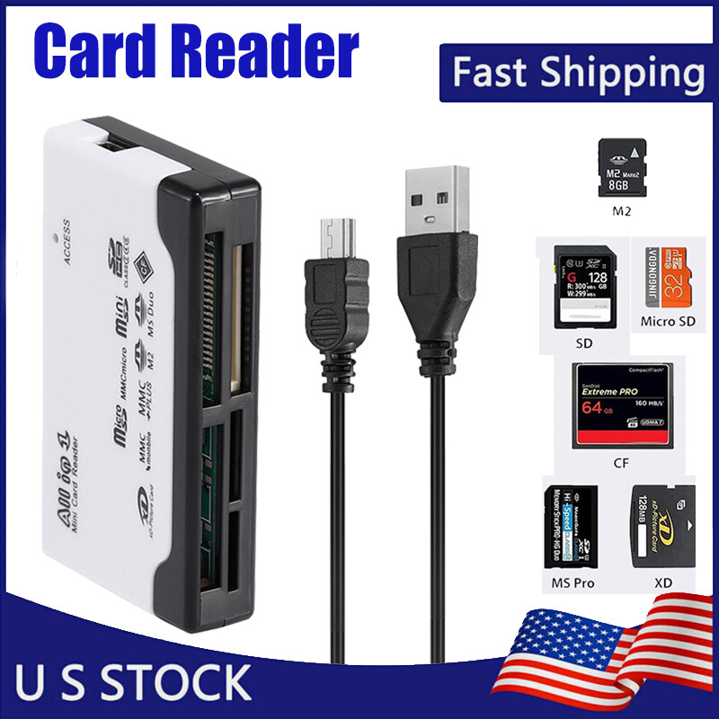 6 in 1 Card Reader USB 2.0 Type C Micro SD TF CF Smart Memory Adapter Laptop PC