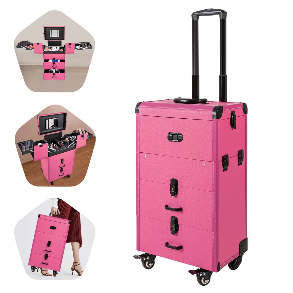 Large Capacity Rolling Makeup Train Case Cosmetic Organizer Trolley MakeupArtist