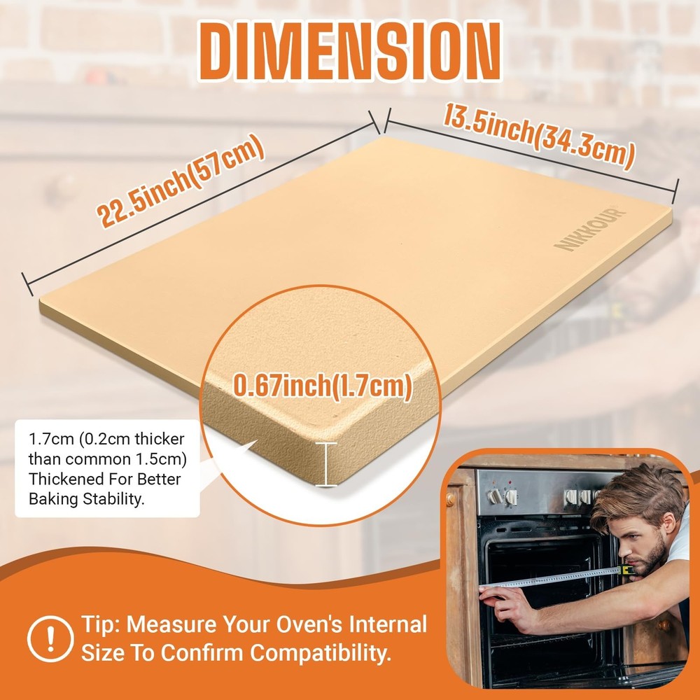 22 Inch Extra Large Rectangular Pizza Stone for Oven & Grill, Cordierite Baki...