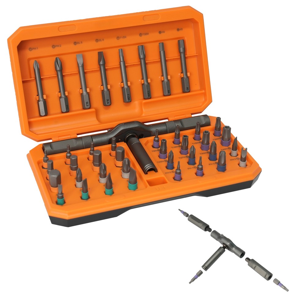 42piece T-Shaped Ratchet Screwdriver Kit with Detachable Handle & Storage Case