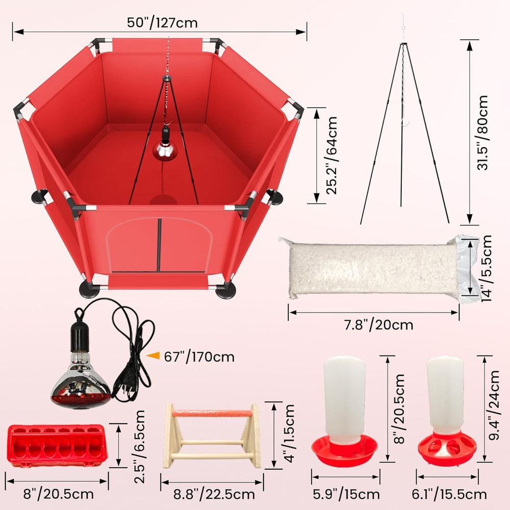 Chicks Brooder Box for Chicken Starter Kit–Includes Heat Lamp, Chick Feeder and