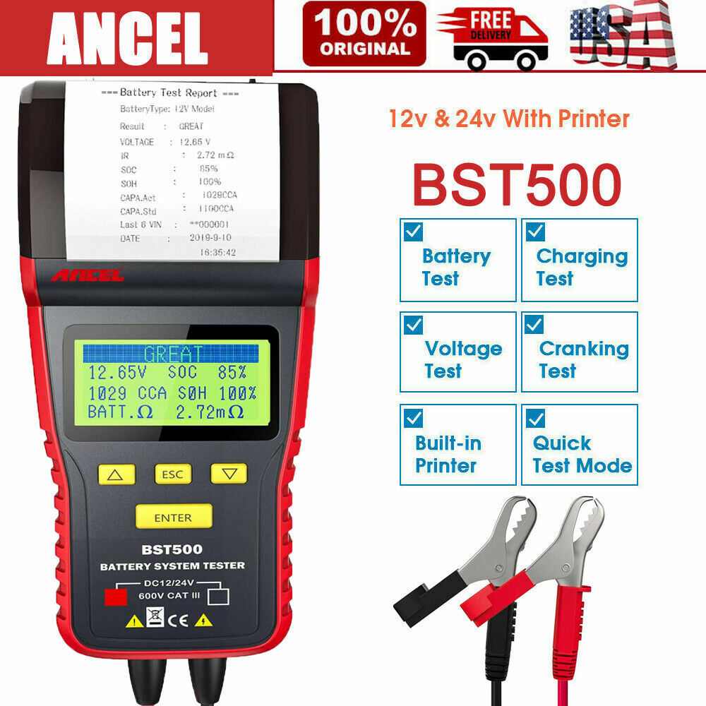 ANCEL BST500 Car Battery Load Tester 12V 24V Cranking Charging System Analyzer