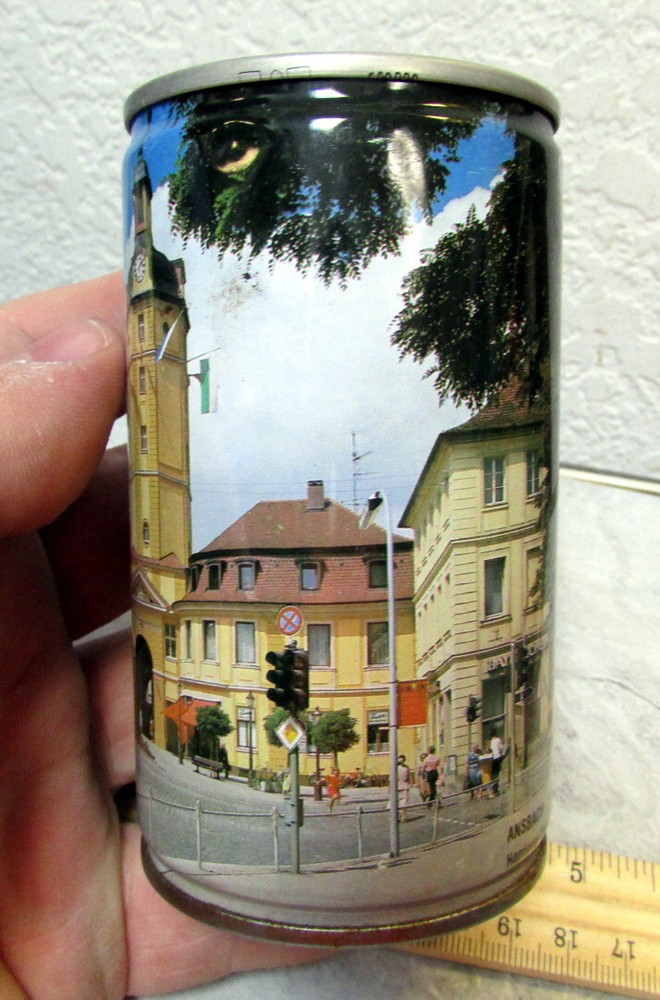 Turcher Bavaria 11.3 oz empty pull tab style top tin beer can, great colors
