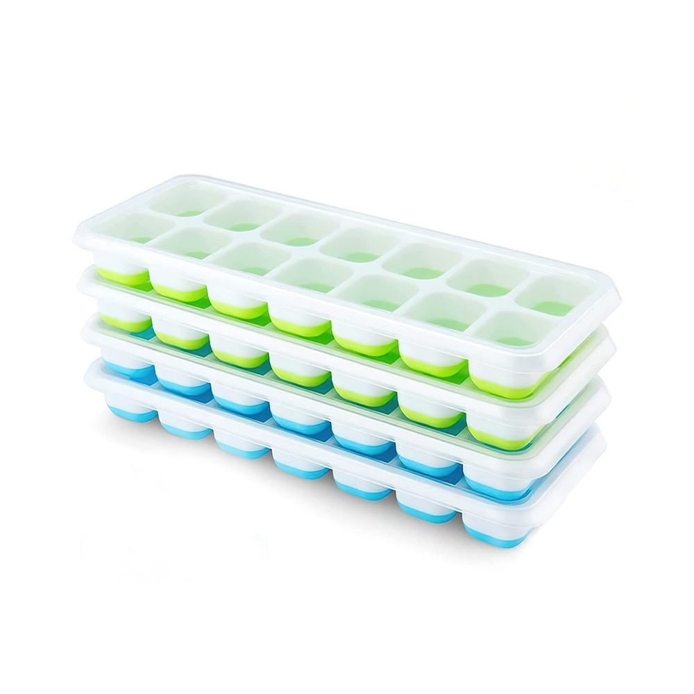 Ice Cube Trays 4 Pack, Airabc Silicone with Removable Lid, Easy-Release Flexi...