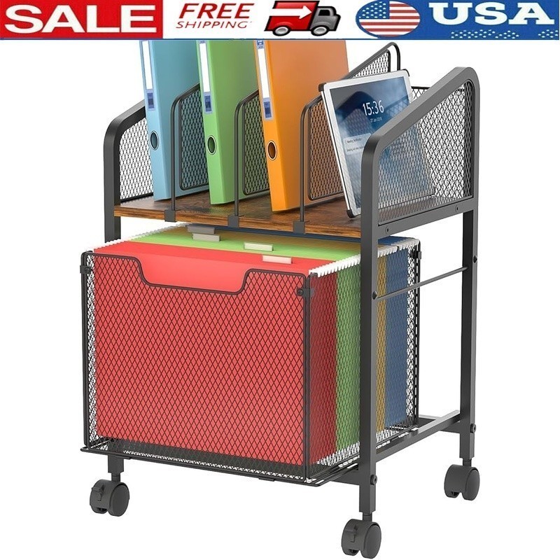 Ample Storage Rolling File Cabinet W/ Adjustable Dividers & Mobility Office New
