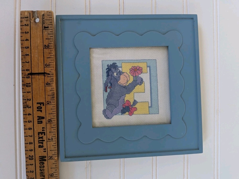 Eeyore Complete Needlepoint Cross Stitch Framed Wall Decor Size 8" X 8"