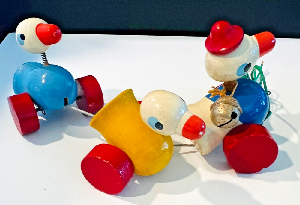 Vintage Brio Three Duck Pull Toy