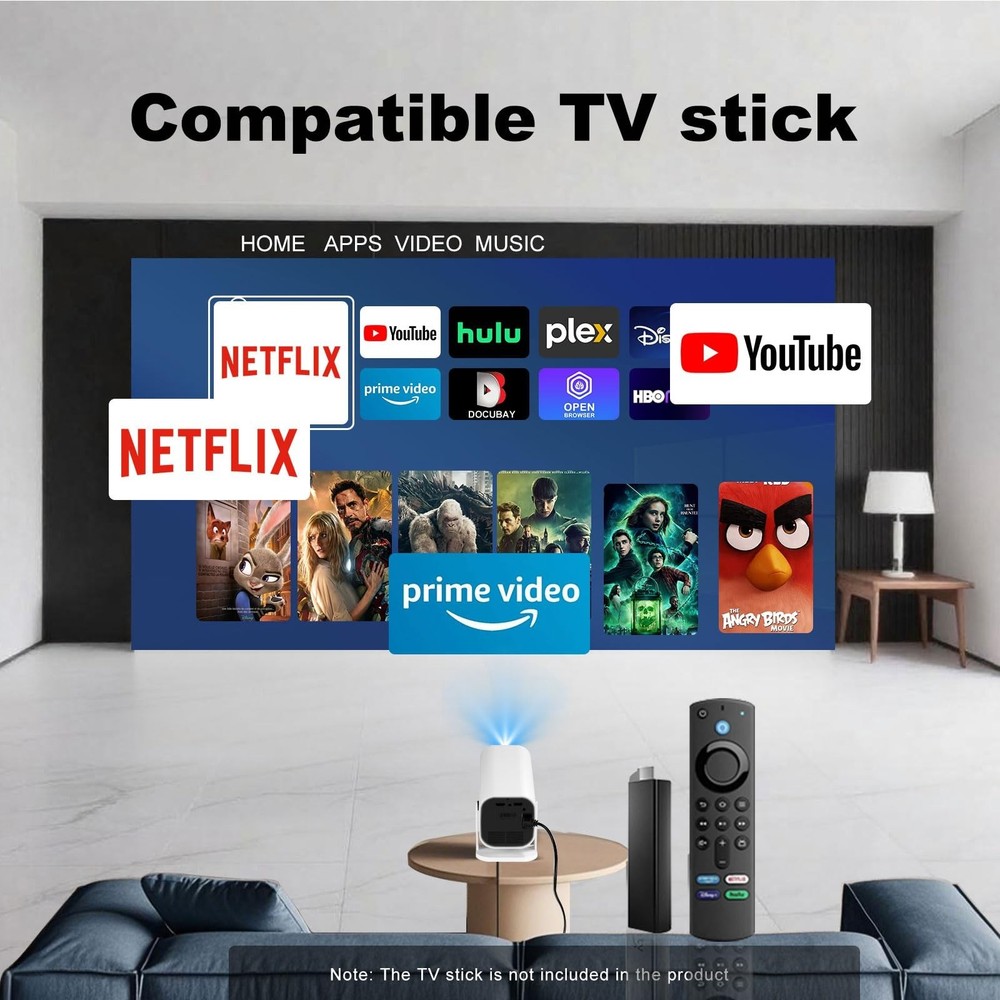 Projector,Mini Projector with Projector Stand,Bluetooth Projector 1080P Full ...