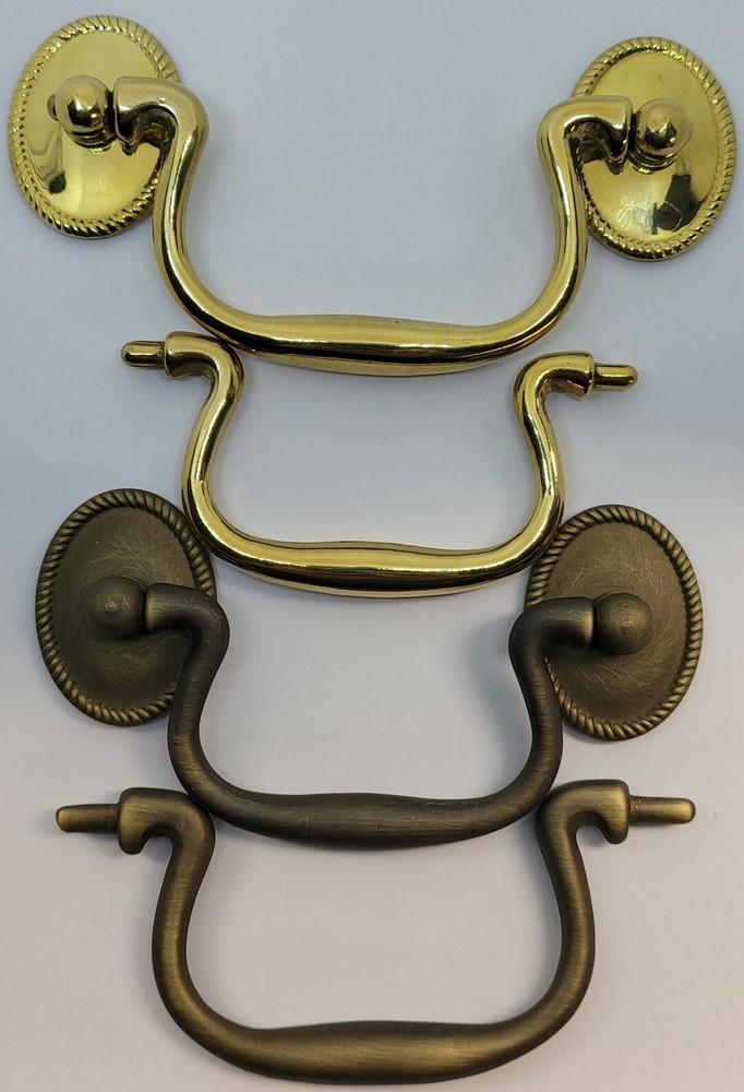 Oval Rosette Rope Pattern back plate Bail Pull handle mid century modern antique