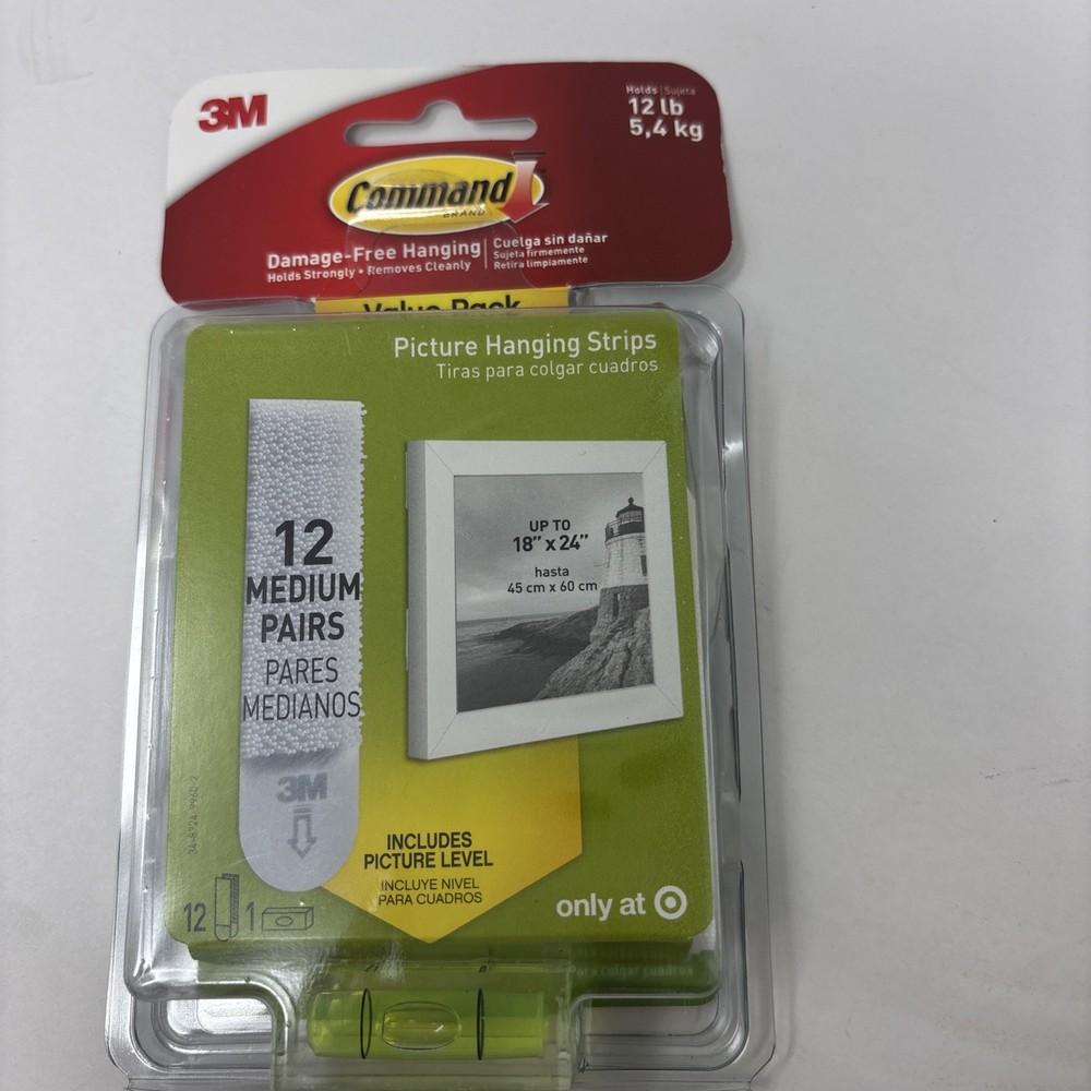 Command Picture Hanging Strips, White, 12 Medium Pairs Per Pack 1 Pack