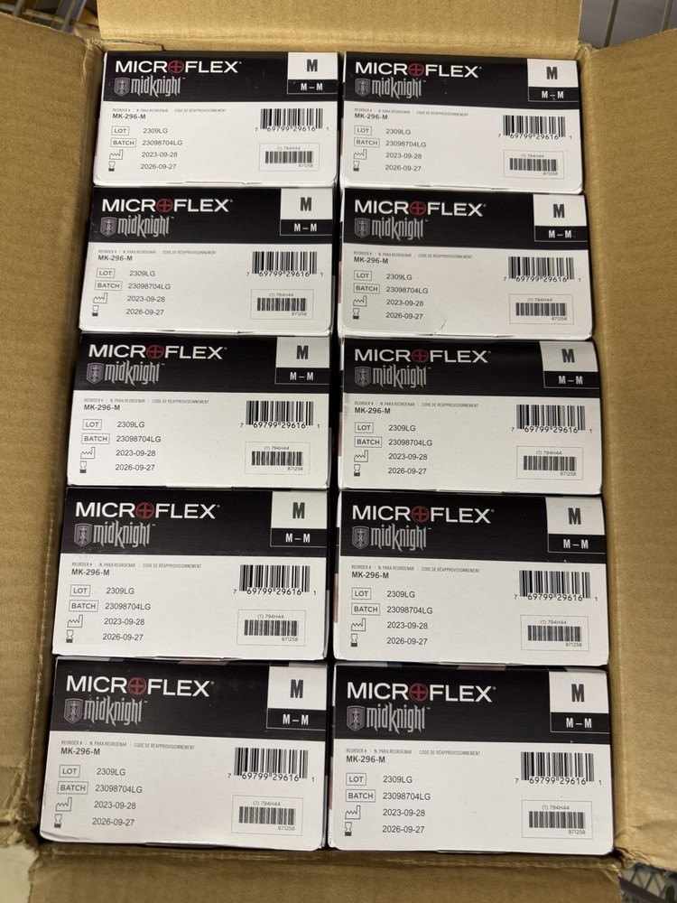 (1000) ANSELL MICROFLEX® disposable nitrile MidKnight MK-296-M MEDIUM Case