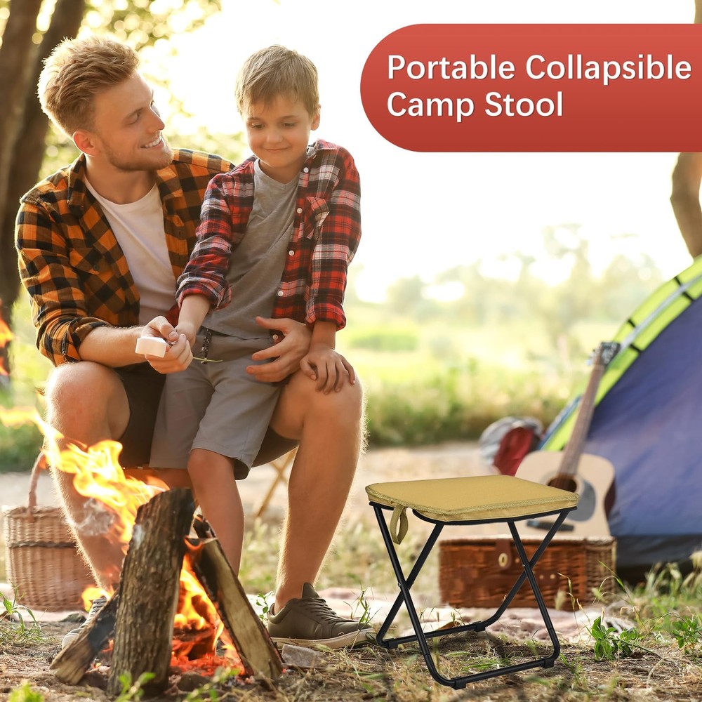 Small Foldable Backpack Stool, 12-Inch Mini Portable Camping Stool Folding Ch...