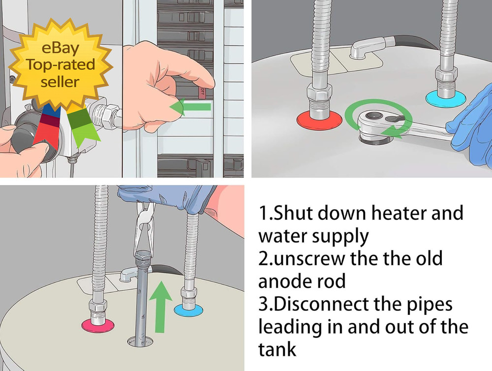 44 Inch Aluminum Zinc Anode Rod Flexible Water Heater Odor Removal Kit Tool