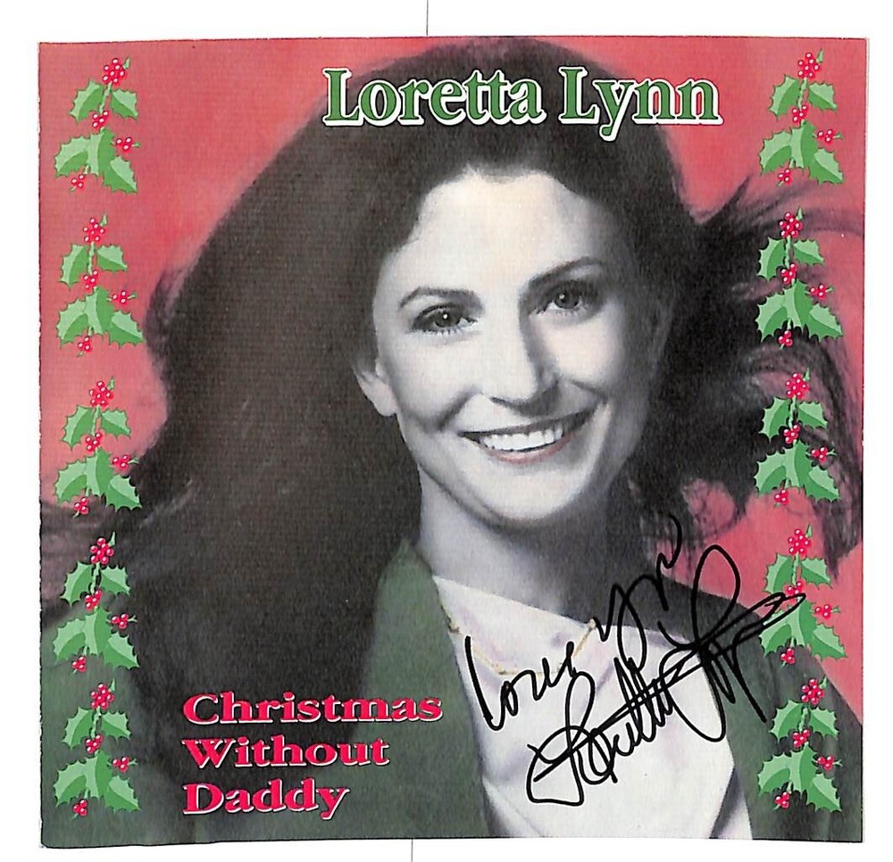 Loretta Lynn Autographed Christmas Without Daddy CD Cover JSA