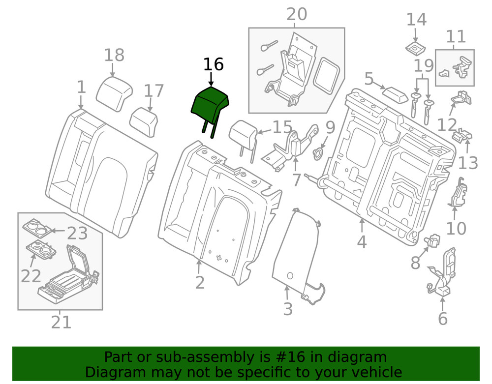 Genuine Ford Head Rest Assembly DP5Z-54611A08-AC