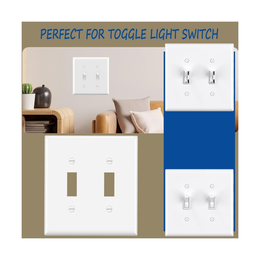 2-Gang Toggle Light Switch Wall Plate,Double Switch Wall Plates, Light Switch...