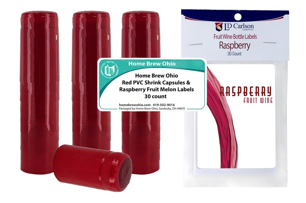 Professional Raspberry Fruit Wine Labels With Red PVC (30 count)