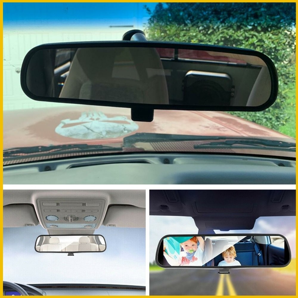 8" Rear Mirror View Interior Black Wide Angle Mirror