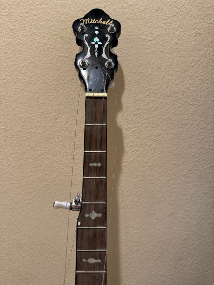 Mitchell MBJ200 Mahogany 5 String Banjo + Crossrock Bag + Strings Bundle READ