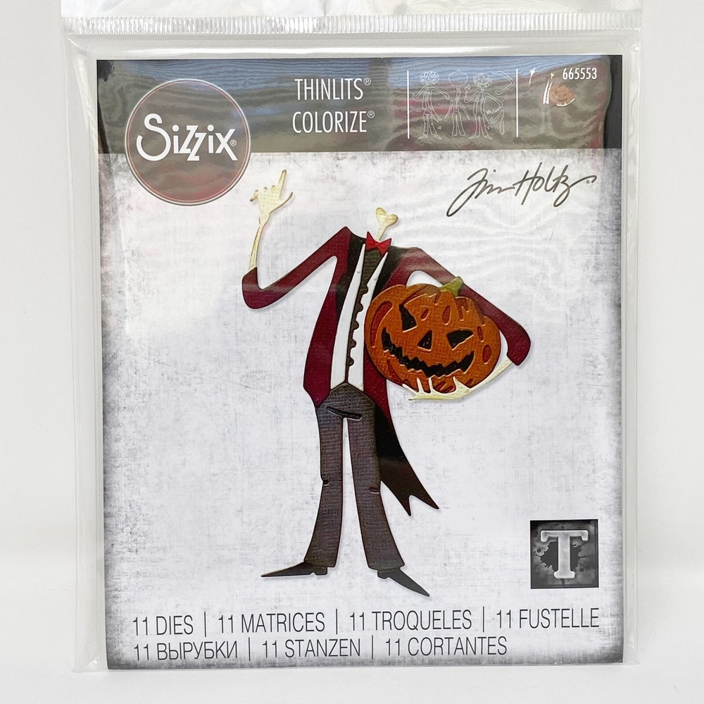 Sizzix Tim Holtz Thinlits Halloween Pumpkinhead Colorize Dies 665553 NEW