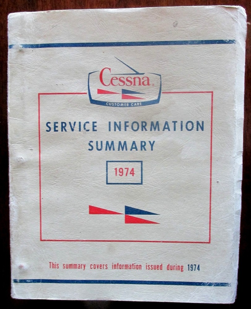 Original 1974 CESSNA SERVICE INFORMATION SUMMARY Manual Catalog over 1" thick!