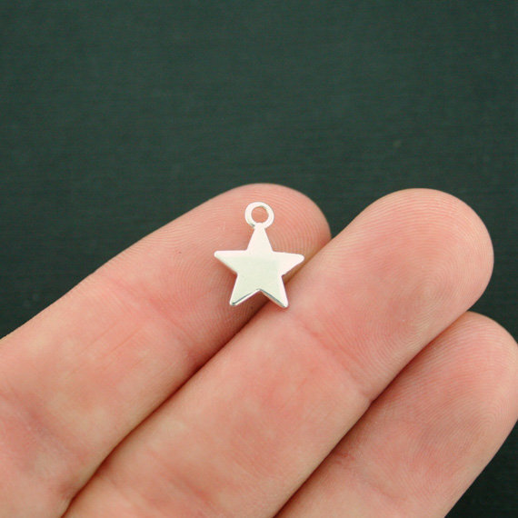 15 Star Charms Silver Tone 2 Sided - SC7562
