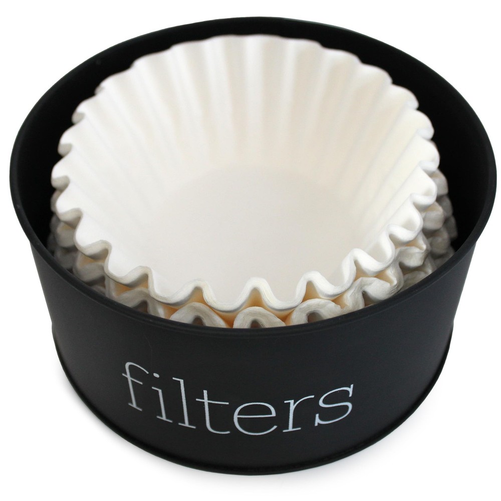 AuldHome Design Basket Coffee Filter Holder (Black), Enamel Filter Storage Co...