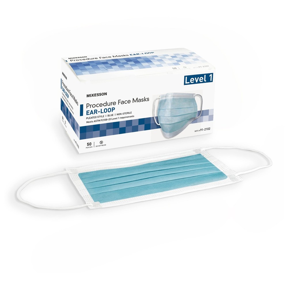 McKesson Procedure Mask Pleated 500 per Case 91-2102