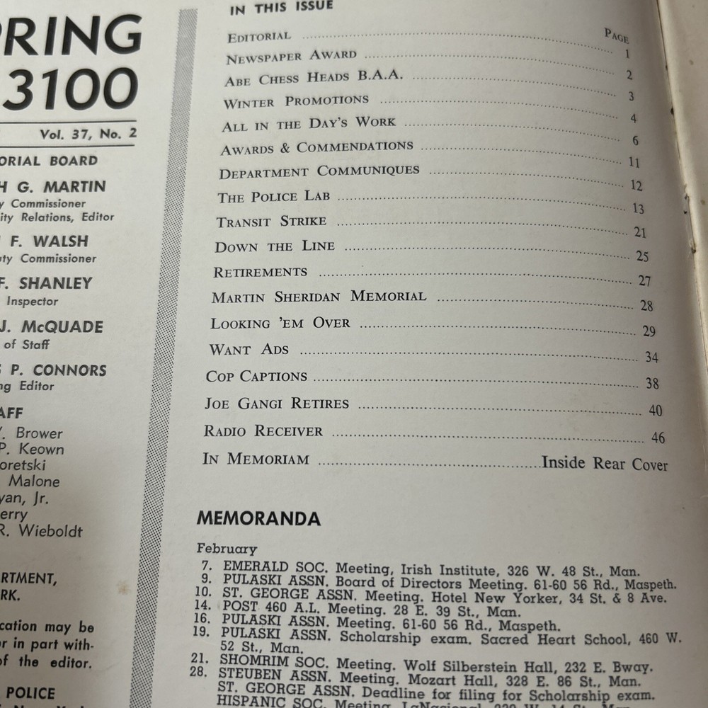 SPRING 3100 NYPD MAGAZINE FEBRUARY 1966