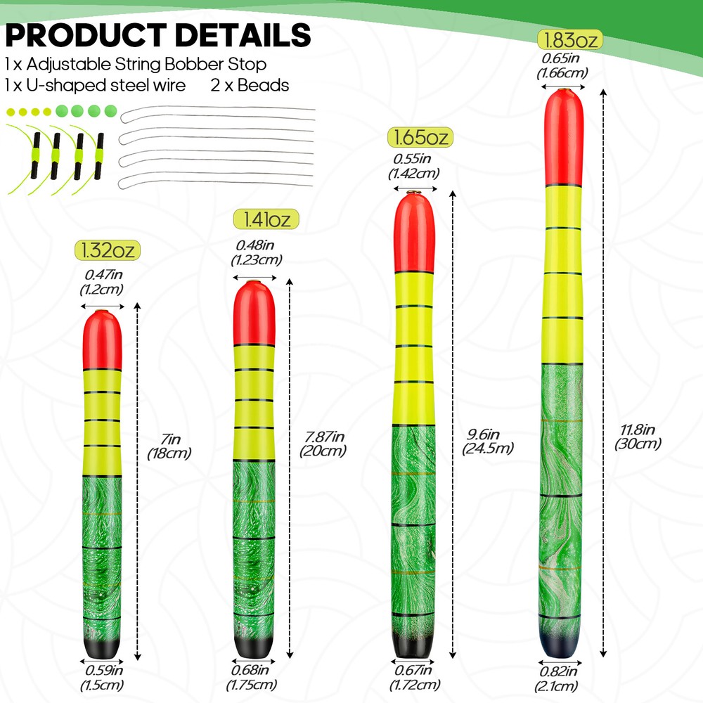 3pcs High Visibility Weighted Catfish Pole Floats Catfish Bobber Zing Float US