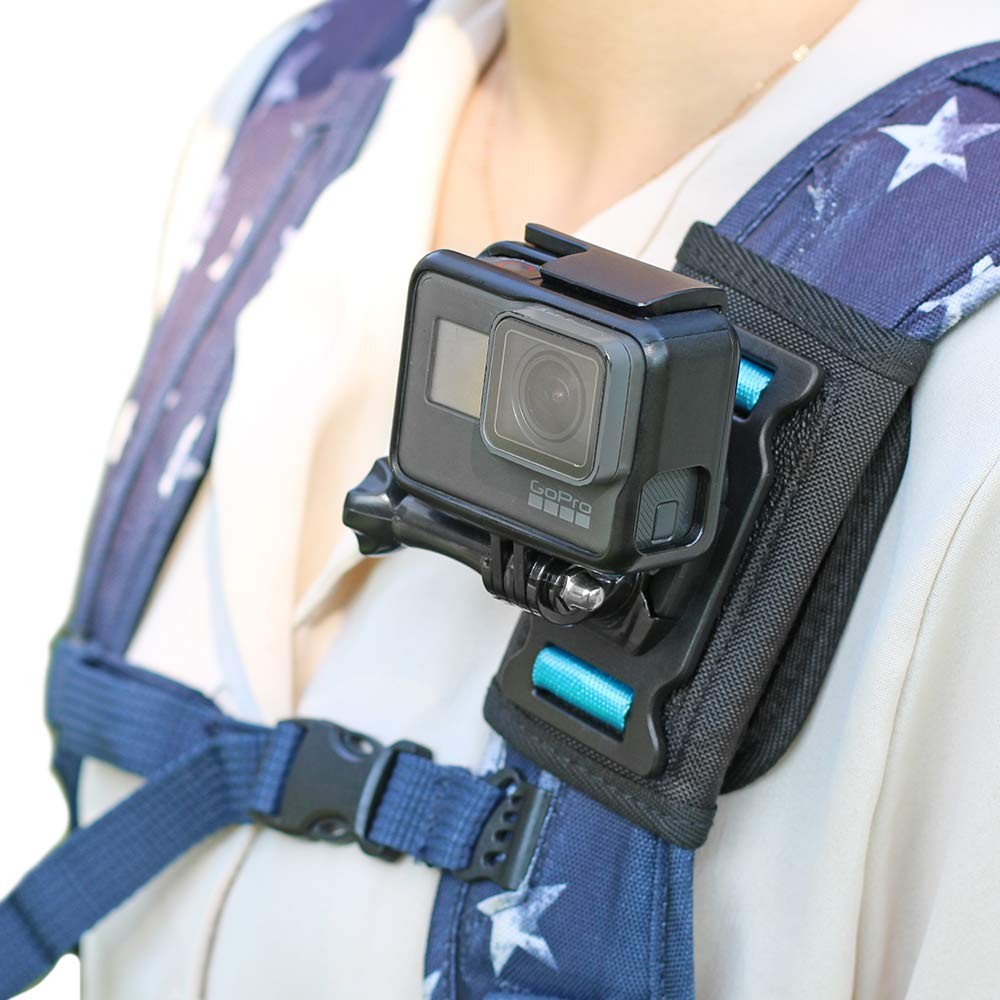 Backpack Shoulder Strap Mount Camera with Adjustable Shoulder Pad and 360 Deg...