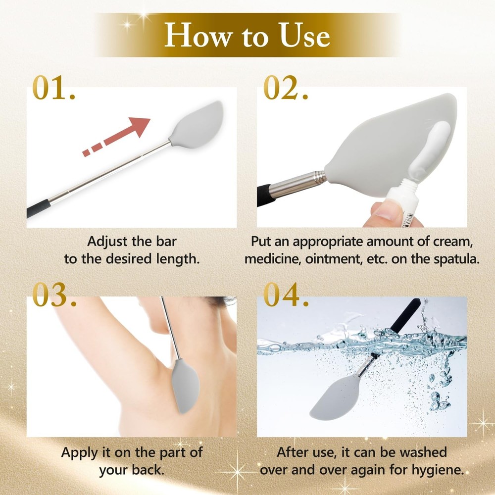 Adjustable Telescopic Back Cream Applicator Apply Sunscreen Lotion and Ointments